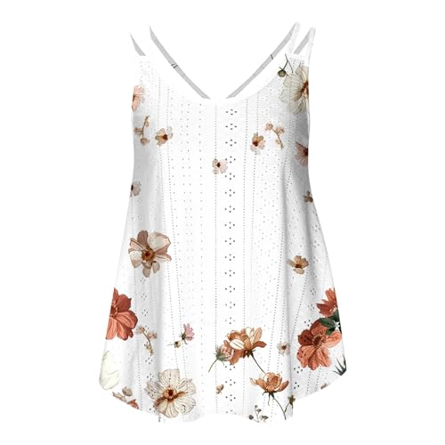 Ladies Flannel Shirts Sale Women's T Shirts Clearance of Sale Under 10 2024 Tank Tops for Women Summer Casual Eyelet Embroidery Sleeveless Tanks Spaghetti Strap Flowy Shirt Scoop Neck Pleated Cami