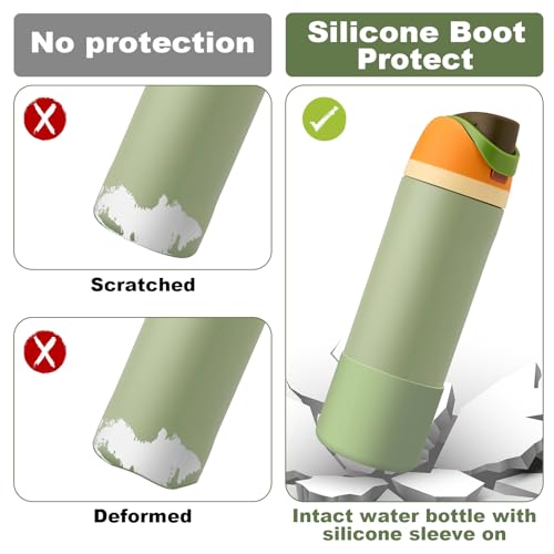 Comheral 2PCS Silicone Water Bottle Boot for Owala 24oz, Anti-Slip Protective Sleeve Bottom Bumper for FreeSip, Twist, and Flip Stainless Steel Bottles, Dishwasher Safe and BPA Free(Mint)
