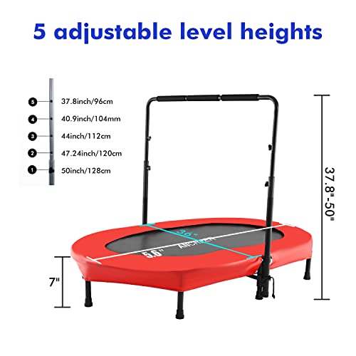 ANCHEER Foldable Trampoline, Mini Rebounder Trampoline with Adjustable Handle, Exercise Trampoline for Indoor/Garden/Workout Cardio, Parent-Child Twins Trampoline Max Load 220lbs (Training Blue)
