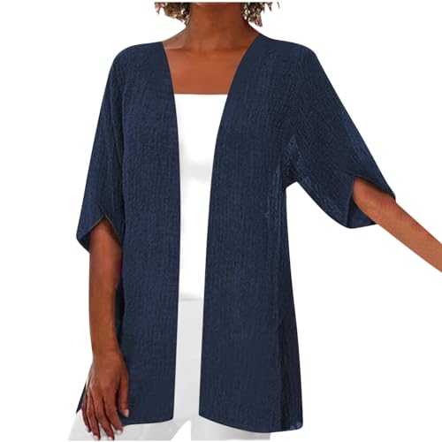 ZCVBOCZ Womens Kimonos for Summer Casual Elbow Sleeve Cardigan Plus Size Open Front Shirts Lightweight Loose Beach Cover Ups