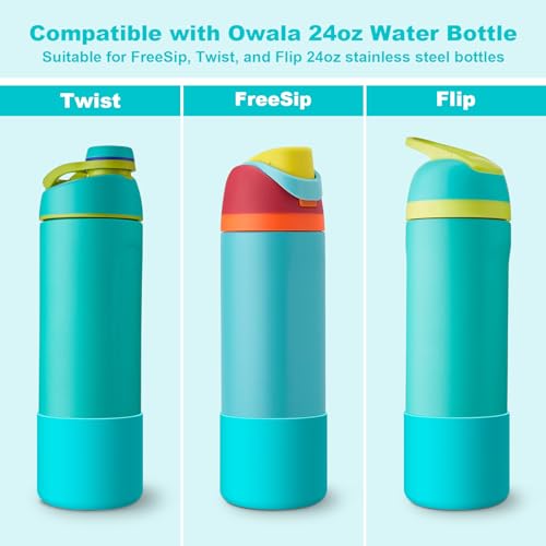 Comheral 2PCS Silicone Water Bottle Boot for Owala 24oz, Anti-Slip Protective Sleeve Bottom Bumper for FreeSip, Twist, and Flip Stainless Steel Bottles, Dishwasher Safe and BPA Free(Blue)