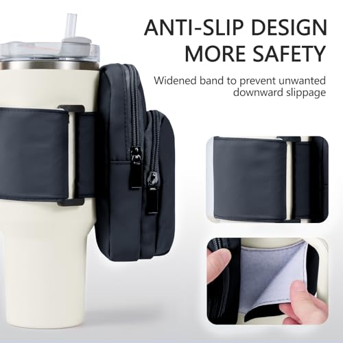 SUITMAT Water Bottle Pouch for Stanley Quencher Cup Tumbler, Large Cup Pouch Bag for Stanley Cup Accessories, with Multiple Pockets (Bag Only)