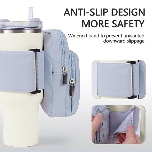 SUITMAT Water Bottle Pouch for Stanley Quencher Cup Tumbler, Large Cup Pouch Bag for Stanley Cup Accessories, with Multiple Pockets (Bag Only)