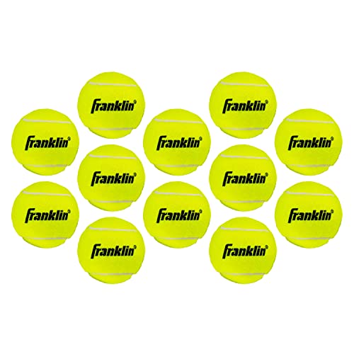 Franklin Sports Pressureless Tennis Balls - Official Size Low Pressure Tennis Balls - Great for Training + Practice - 12 Pack Bag of Low Bounce Tennis Balls - All Court Surface Tennis Balls