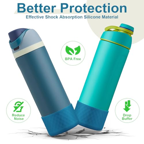 Comheral 2PCS Silicone Water Bottle Boot for Owala 24oz, Anti-Slip Protective Sleeve Bottom Bumper for FreeSip, Twist, and Flip Stainless Steel Bottles, Dishwasher Safe and BPA Free(Dark Blue)