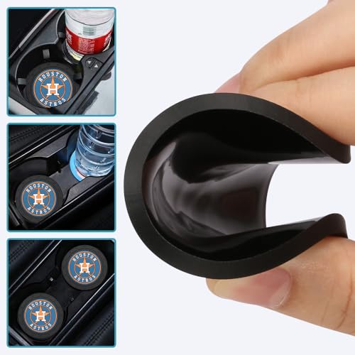Astros Car Cup Holder Coasters for Baseball Fans,Huston Astros Car Coasters for Car Cup Holder,Baseball Stuffs Huston Astros Car Cup Holder Insert,Souvenir/Gifts for Baseball Fans,Car Cup Mat,2.75''