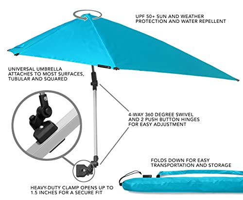 Sport-Brella Versa-Brella XL SPF 50+ Adjustable Umbrella with Universal Clamp, Aqua 40x42 inches