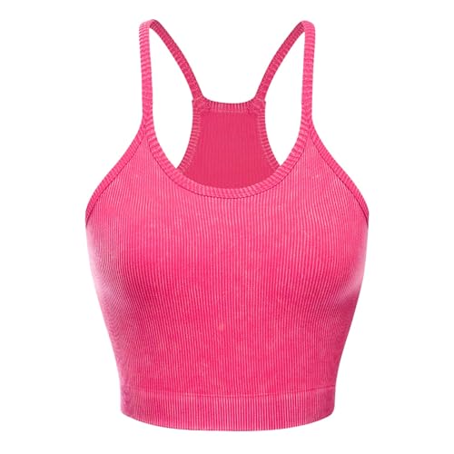 Kimloog Sports Bras for Women Knit Padded Push up Comfort Racerback Spaghetti Thin Strap Workout Yoga Gym Crop Tank Tops