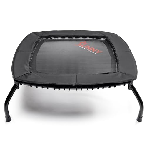 Sunny Health & Fitness Springless Mini Fitness Trampoline – Premium Adjustable Bungee-Style Indoor/Outdoor Exercise Rebounder for Quieter and Safer Workouts (36”) - SF-S021047