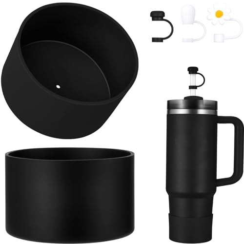 DUNLAGUE 2-Piece Silicone Boot for Stanley Quencher H2.0 20 30, 40oz & IceFlow Flip 20 30oz Tumblers with 3-Piece Straw Cover Cap, Stanley Cup Accessories Set, Iris