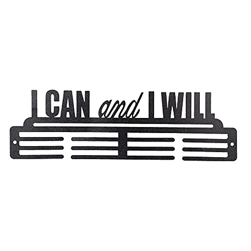 SEHAZ ARTWORKS Medal Hanger Display | Medal Holder Display | Medal Display Hanger | Medal Holder Wall (Holds Upto 30-40 Medals) I Can I Will Black
