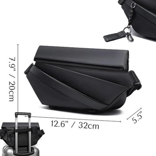 Obsidian Sling Bag, Stylish Crossbody Bag, Water-resistant Shoulder Bag, for Travel, Cycling, Sport, Hiking (Black)