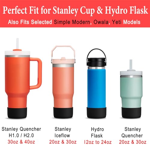 KTKUDY 2Pcs Silicone Boot for Stanley Quencher Tumbler H2.0 30 oz 40 oz & IceFlow 20 oz 30 oz & intended for Hydro Flask Water Bottle 12-24 oz - Cup Bottom Accessories Fits Stanley Cup, Pink