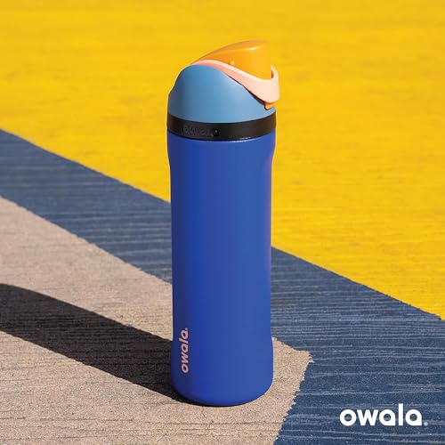 Owala FreeSip Insulated Stainless Steel Water Bottle with Straw for Sports and Travel, BPA-Free, 32-oz, Teal/Navy (Nautical Twilight)
