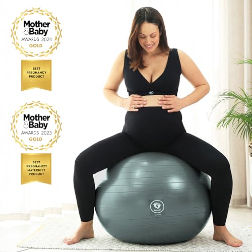 BABYGO Birthing Ball - Pregnancy Yoga Labor & Exercise Ball & Book Set Trimester Targeting, Maternity Physio, Birth & Recovery Plan Included Anti Burst Eco Friendly (Berry, 65cm - 4'8" - 5'10")