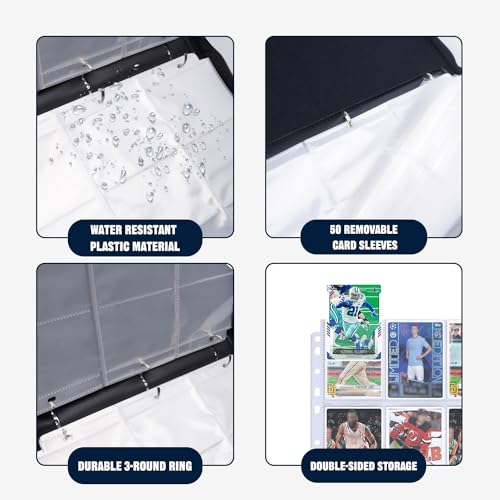 TsuiWah Football Card Binder with Sleeves, 9-Pocket Trading Card Holder Card Collectors Album Hold Up to 900 Cards, Card Folder Fit for Football Baseball Basketball Cards Sport Trading Cards, TCG, MCG
