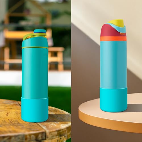 Comheral 2PCS Silicone Water Bottle Boot for Owala 24oz, Anti-Slip Protective Sleeve Bottom Bumper for FreeSip, Twist, and Flip Stainless Steel Bottles, Dishwasher Safe and BPA Free(Blue)