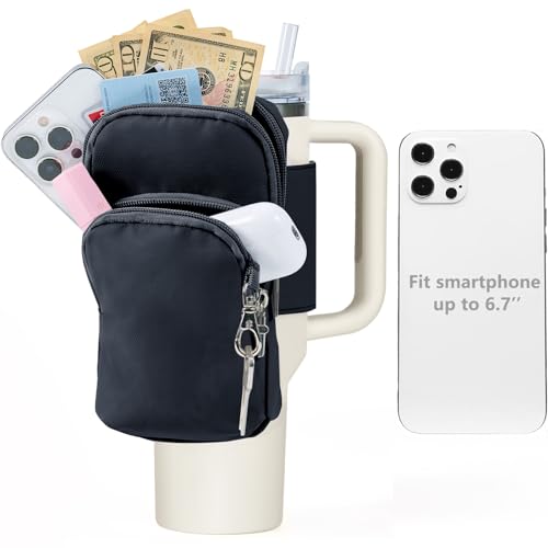 SUITMAT Water Bottle Pouch for Stanley Quencher Cup Tumbler, Large Cup Pouch Bag for Stanley Cup Accessories, with Multiple Pockets (Bag Only)