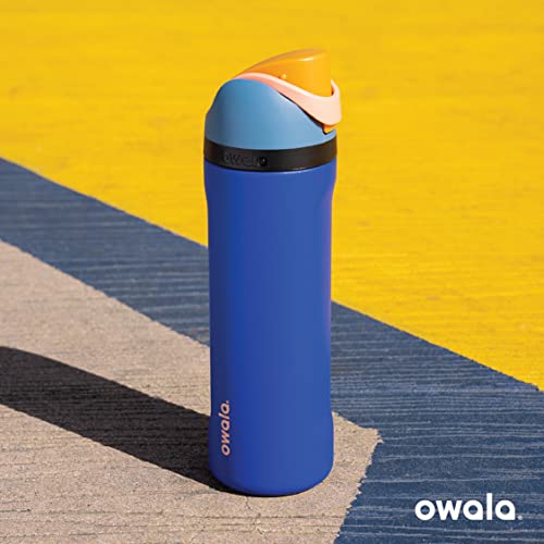 Owala FreeSip Insulated Stainless Steel Water Bottle with Straw for Sports and Travel, BPA-Free, 24-oz, Pomegranate Parade