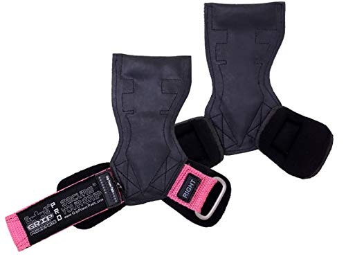 Lifting Grips PRO Weight Gloves Best Heavy Duty Straps Alternative to Power Hooks Deadlifts Adjustable Neoprene Padded Wrist Wrap (PkStRb, Large 7.50"-8.50" Wrist Size)