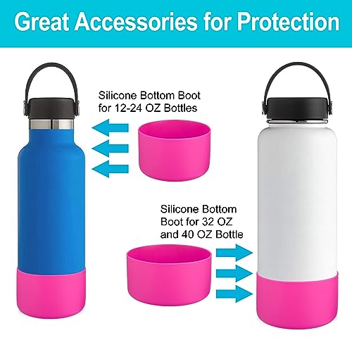 DBIW Boot for Hydro Flask 12-24 OZ Water Bottle/Stanley Tumbler, Bottom Boots for Hydroflask Sports Water Bottles, Silicone Bottom Cover Sleeve (Carnation, Fits Stanley Cups + Hydro 12-24 oz)