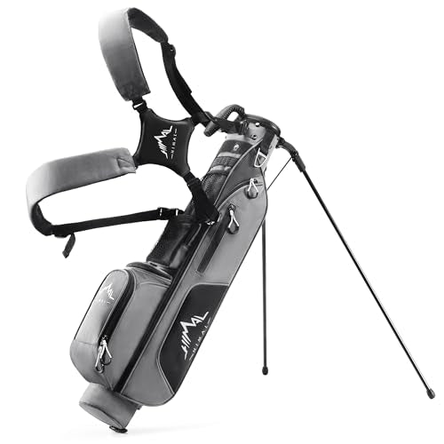 UNIHIMAL Golf Lightweight Stand Carry Bag PRO with Dual Shoulder Straps – Easy to Carry and Durable Pitch n Putt Golf Bag for The Driving Range, Par 3, and Executive Courses – 31.5 inches Tall (Black)