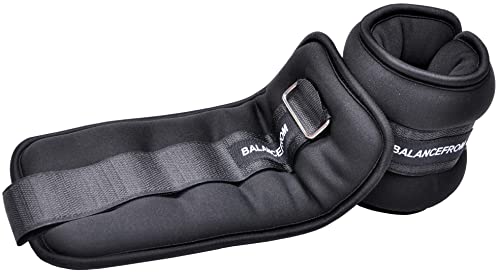 Signature Fitness Fully Adjustable Ankle Wrist Arm Leg Weights, 4 lbs each (8-lb pair), Black