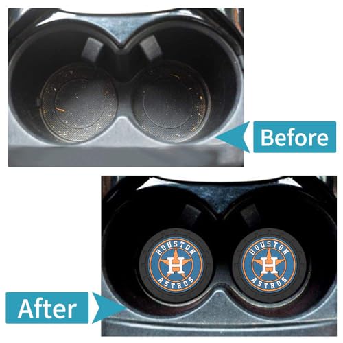 Astros Car Cup Holder Coasters for Baseball Fans,Huston Astros Car Coasters for Car Cup Holder,Baseball Stuffs Huston Astros Car Cup Holder Insert,Souvenir/Gifts for Baseball Fans,Car Cup Mat,2.75''