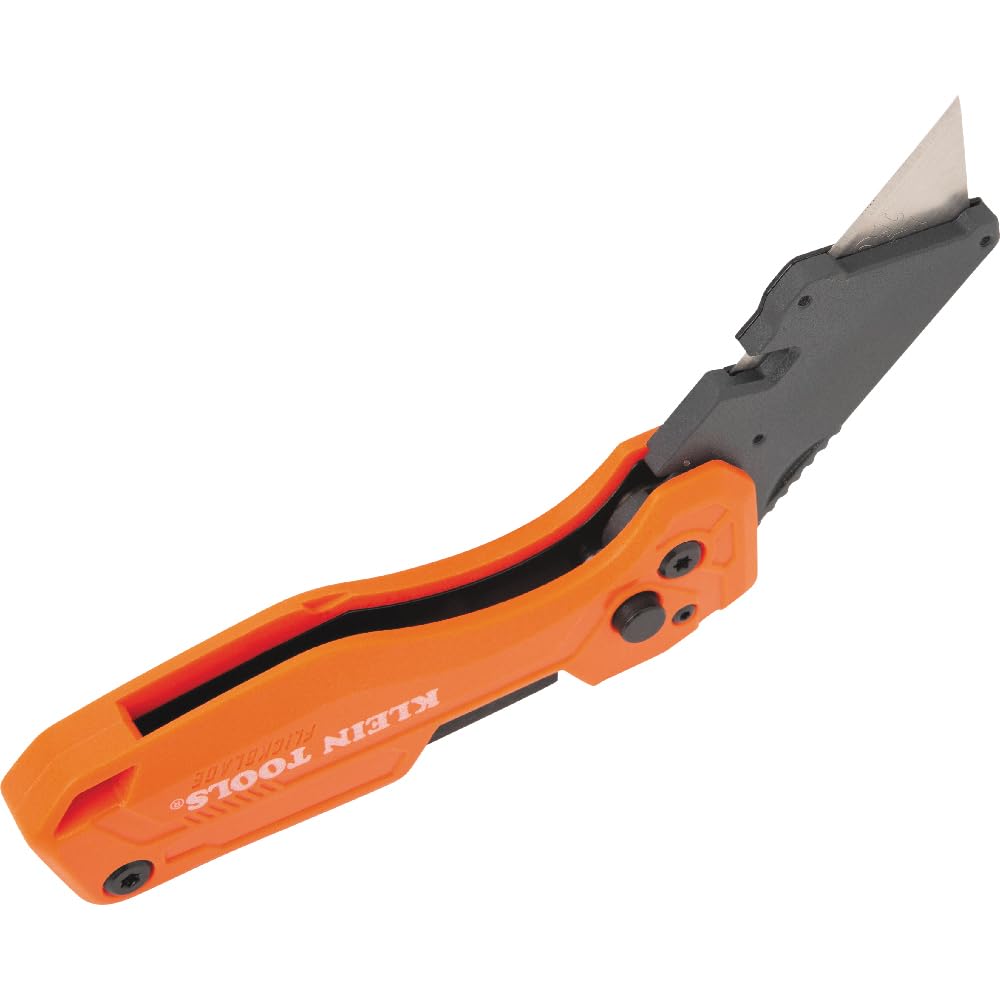 Klein Tools 44304 Folding FLICKBLADE Utility Knife, Compact, Removable Impact Driver, 1/4-Inch Nut Driver and #2 Phillips Bit