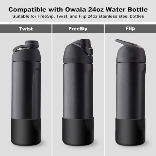 Comheral 2PCS Silicone Water Bottle Boot for Owala 32oz, Anti-Slip Protective Sleeve Bottom Bumper for FreeSip, Twist, and Flip Stainless Steel Bottles, Dishwasher Safe and BPA Free(White)
