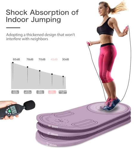 LERYG 8/20/30mm Jump Rope Mat Fitness Exercise Mat Durable, Non-Slip, Workout Mats with Jump Rope & Carrying Bag for Home Gym Flooring in Blue(55"x 24")