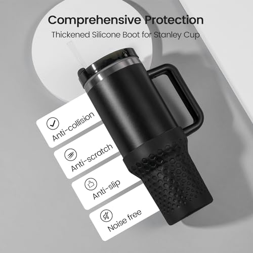 Thxbag Silicone Boot for Stanley Cup 40 oz, Orange Tall Rubber Cup Bottom Protector Sleeve for Stanley Quencher H2.0 FlowState Tumbler 40oz & Adventure Quencher Tumbler (40 oz, Orange)