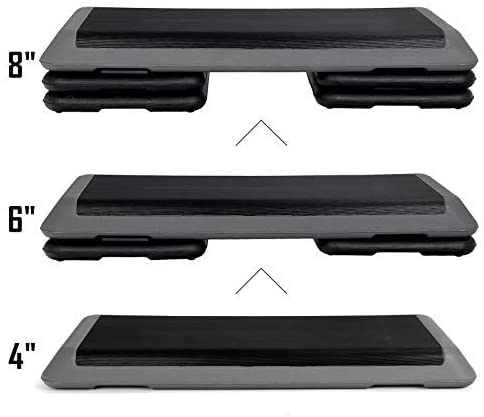 JupiterForce 43" Adjustable Workout Exercise Step Platform, Aerobic Steppers for Exercise with 4 Removable Risers for Home Gym Strength Training
