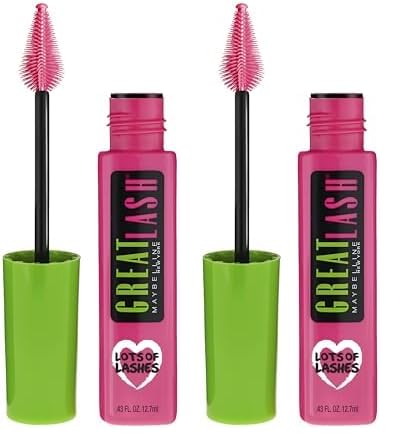 Maybelline New York Makeup Great Lash Lots Of Lashes Washable Mascara, Very Black Mascara, 0.43 fl oz (Pack of 2)