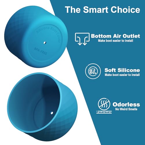 Comheral 2PCS Silicone Water Bottle Boot for Owala 24oz, Anti-Slip Protective Sleeve Bottom Bumper for FreeSip, Twist, and Flip Stainless Steel Bottles, Dishwasher Safe and BPA Free(Dark Blue)
