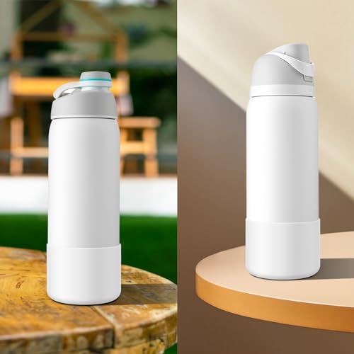 Comheral 2PCS Silicone Water Bottle Boot for Owala 32oz, Anti-Slip Protective Sleeve Bottom Bumper for FreeSip, Twist, and Flip Stainless Steel Bottles, Dishwasher Safe and BPA Free(Clear)