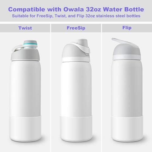Comheral 2PCS Silicone Water Bottle Boot for Owala 32oz, Anti-Slip Protective Sleeve Bottom Bumper for FreeSip, Twist, and Flip Stainless Steel Bottles, Dishwasher Safe and BPA Free(Clear)