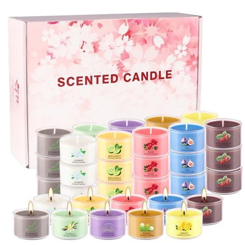 Scented Candle Set of 40 * 35g, 10 Fragrances, Soy Wax, Smokeless, with Cotton Wick,Long-Lasting Burn time for Home Décor,Relaxation,Romantic Dinner,Gift