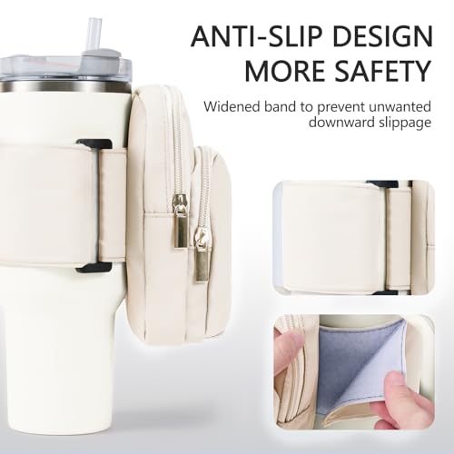 SUITMAT Water Bottle Pouch for Stanley Quencher Cup Tumbler, Large Cup Pouch Bag for Stanley Cup Accessories, with Multiple Pockets (Bag Only)