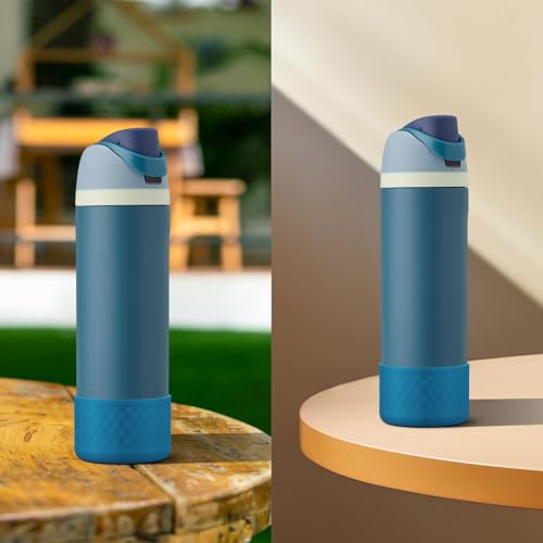 Comheral 2PCS Silicone Water Bottle Boot for Owala 24oz, Anti-Slip Protective Sleeve Bottom Bumper for FreeSip, Twist, and Flip Stainless Steel Bottles, Dishwasher Safe and BPA Free(Dark Blue)