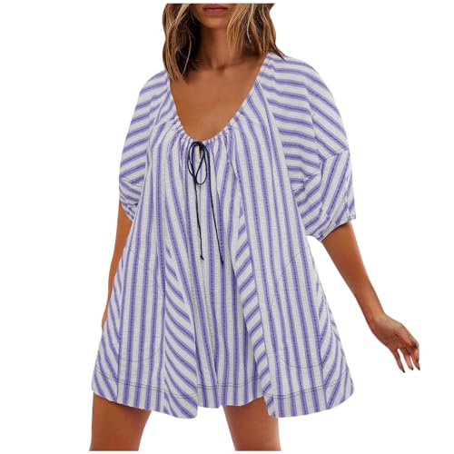 Plus Size Mini Dress Dress with Pockets for Women Striped Dress Loose Fit V Neck Dress Plus Size Sundress Sleeveless Dresses for Women 2024 Beach Dress Prime of Day Deals Today 2024