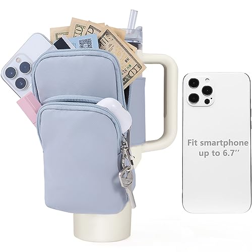 SUITMAT Water Bottle Pouch for Stanley Quencher Cup Tumbler, Large Cup Pouch Bag for Stanley Cup Accessories, with Multiple Pockets (Bag Only)