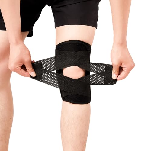 SOLOEVER Knee Brace for Women & Men Breathable Compression Knee Support with Side Stabilizers for Knee Pain Adjustable Knee Wrap for Running, Meniscus Tear, ACL, MCL, Arthritis Relief (Black, Large)