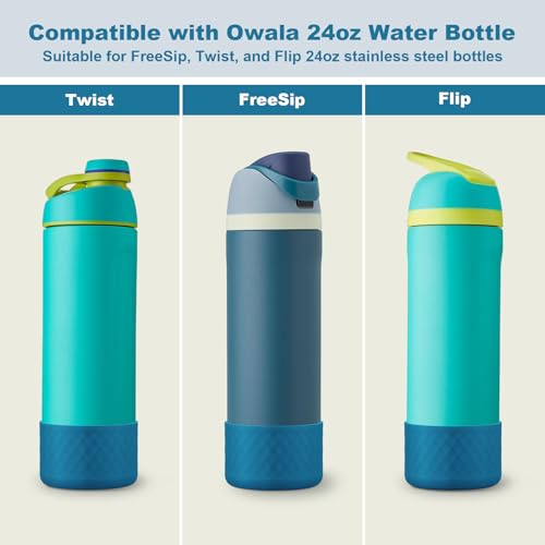 Comheral 2PCS Silicone Water Bottle Boot for Owala 24oz, Anti-Slip Protective Sleeve Bottom Bumper for FreeSip, Twist, and Flip Stainless Steel Bottles, Dishwasher Safe and BPA Free(Dark Blue)