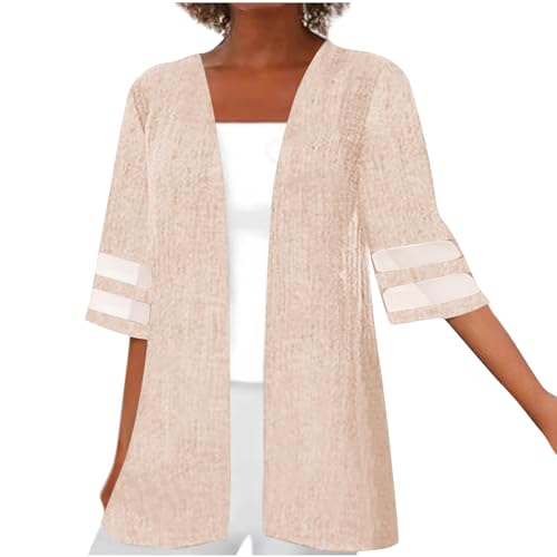 ZCVBOCZ Womens Kimonos for Summer Casual Elbow Sleeve Cardigan Plus Size Open Front Shirts Lightweight Loose Beach Cover Ups