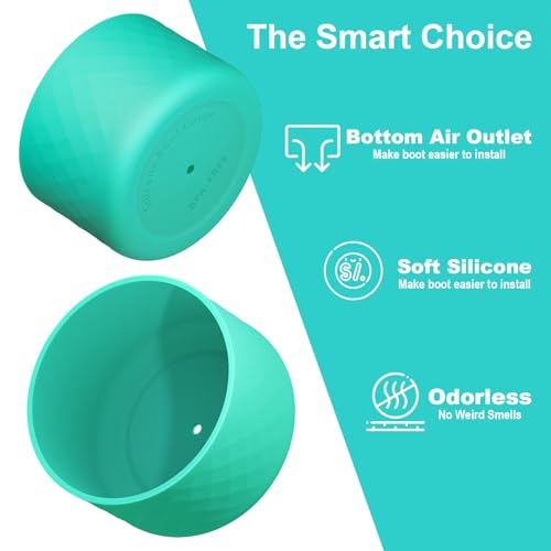 Comheral 2PCS Silicone Water Bottle Boot for Owala 24oz, Anti-Slip Protective Sleeve Bottom Bumper for FreeSip, Twist, and Flip Stainless Steel Bottles, Dishwasher Safe and BPA Free(Cyan)