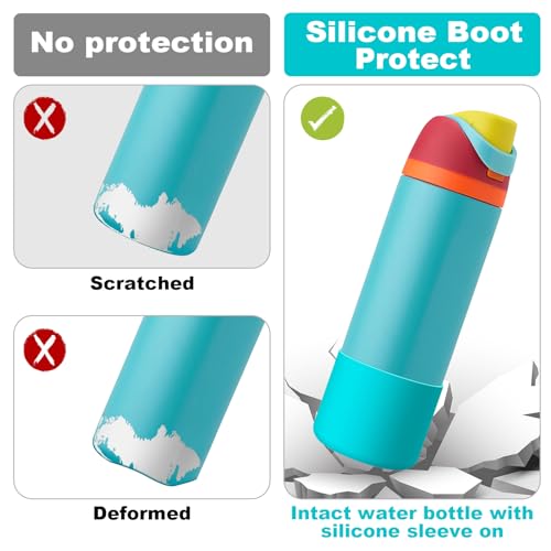 Comheral 2PCS Silicone Water Bottle Boot for Owala 24oz, Anti-Slip Protective Sleeve Bottom Bumper for FreeSip, Twist, and Flip Stainless Steel Bottles, Dishwasher Safe and BPA Free(Blue)