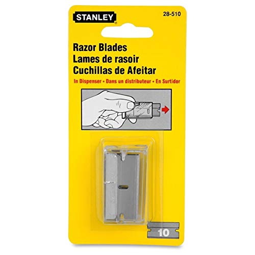Stanley 28-510 Razor Blade with Dispenser, Pack of 10