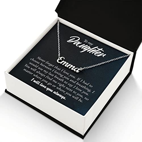 VIRAGIL Custom Name Necklace for Daughter, Daughter Christmas Gift, Daughter Birthday Gift, Daughter Necklace form Mom and Dad Necklace with Luxury Box gifts on Christmas, Birthday