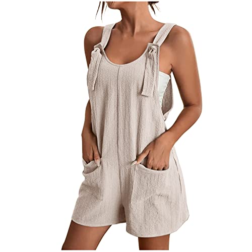 yardsong Deals of The Day Rompers for Women 2024 Summer Trendy Casual Short Overalls Sleeveless Adjustable Straps Jumpsuits with Pockets Todays Daily Deals